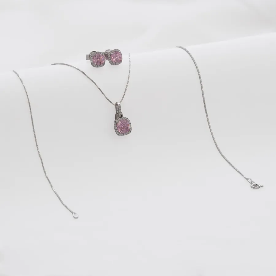 Conjunto Pave Circon Rosado