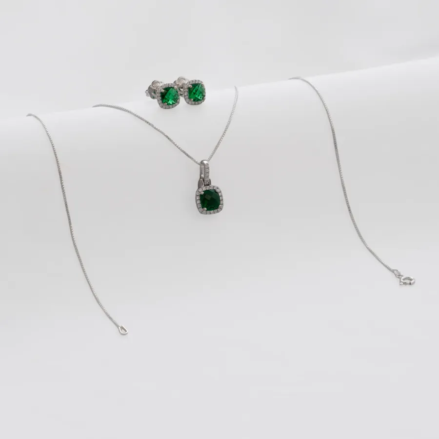 Conjunto Pave Circon Verde