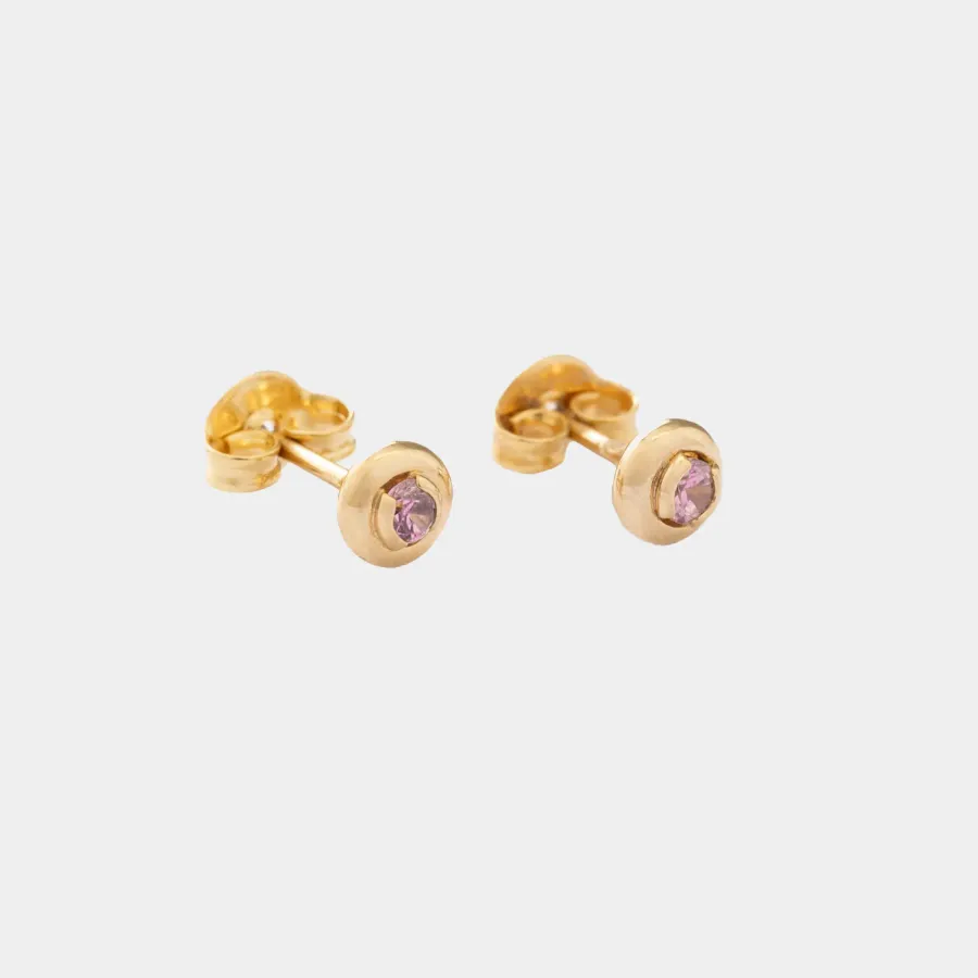 Aretes Circon Caja Redonda 4Mm ROSA