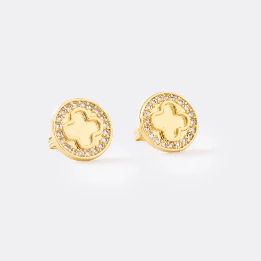 Aretes Clover Redondo Circonias 1 cm