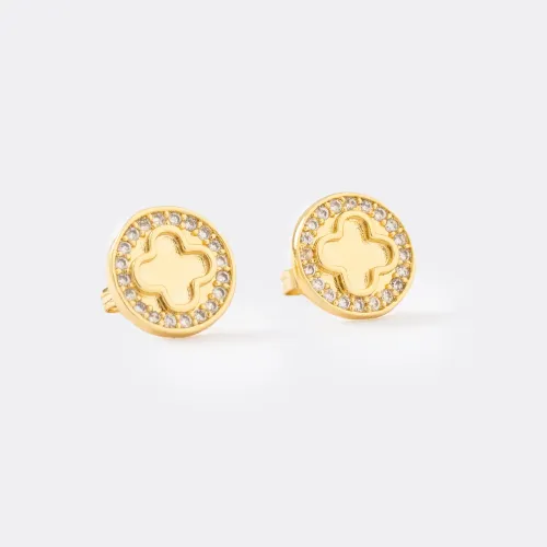 Aretes Clover Redondo Circonias 1 cm