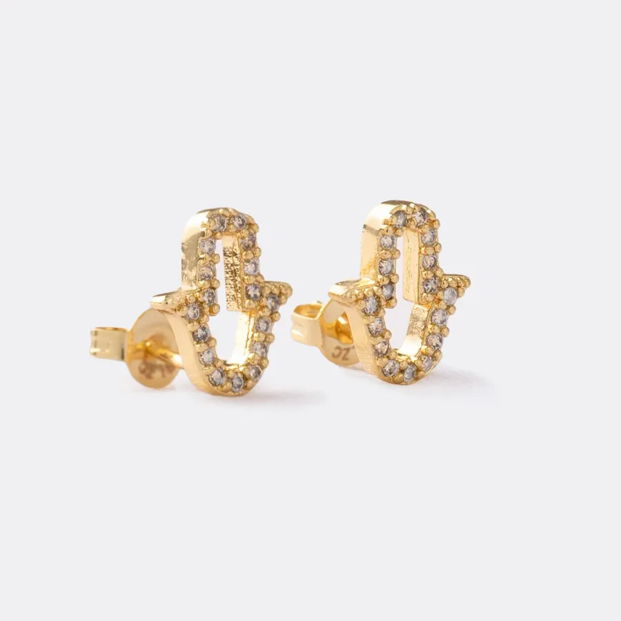 Aretes Mano Hamsa Circonias